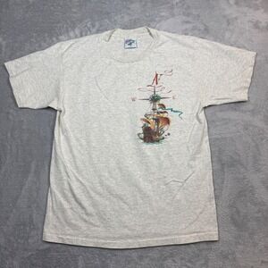 Vintage Caribbean Soul T Shirt Mens L Gray Shipwreck Rum Pirate Ship 90s